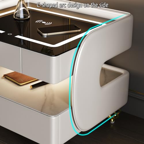 Table de chevet intelligente avec audio Bluetooth et chargeur induction gris - 8