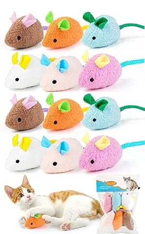 Image of Mouse Toy Cats Mouse Plush Cat Toys Realistic Cute Kitten Mice Filled Polyfill Rat for Cat, (12 Pieces)