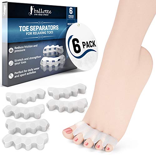 Ballotte Toe Spacers - Gel Toe Separators For Women/Men - Toe Spacers For Feet Women, Toe Spreader, Foot Stretcher, Big Toe Straightener, Bunion Corrector For Men, Hammer Toe Corrector For Women #TOP2