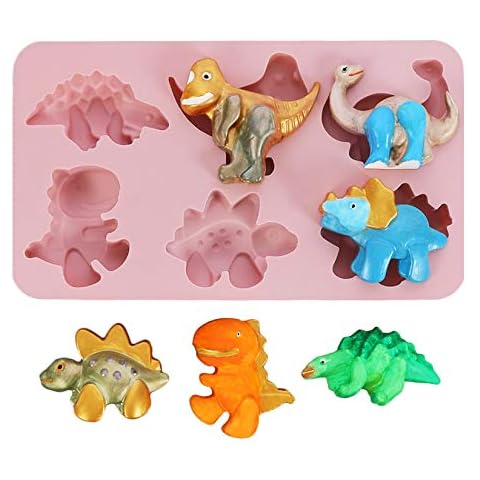 MKNZOME Silicone Mould, 6 Cavity Dinosaur Silicone Chocolate Mold Cake Baking Mould Bakeware Mould Tray for Cake Soap Pudding Candy Chocolate (6 Cavity Dinosaur 1#) Cover