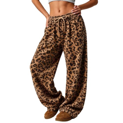 Leopard Print Sweatpants Women Baggy Wide Leg Y2K Lounge Sweat Pants - image 2