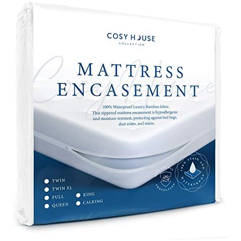 Cosy House Collection Luxury Zippered Mattress Encasement - Master Bedroom Essentials - 100% Waterproof Bamboo Fabric - Ultimate Noiseless Comfort & Cooling - Premium Stain Protection (King) Cover