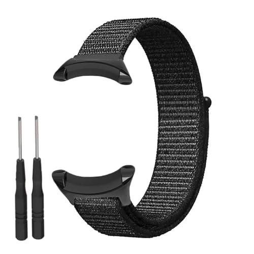CJYVZN Soft Nylon Strap for Suunto Core All Black Smart Watch Bands Lightweight and Breathable Woven Wristband Metal Connectors (Black)