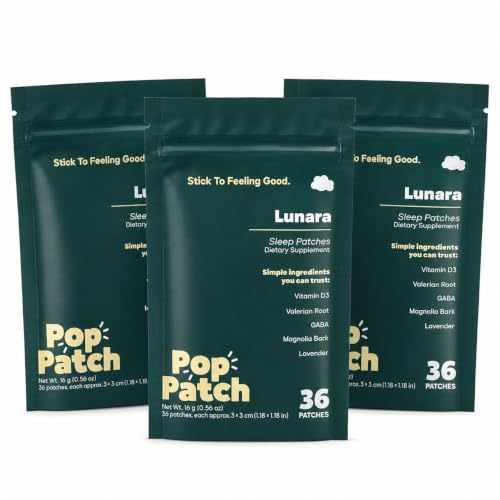 Pop Patch Sleep Patches, Extra Strength for Insomnia Aid (36 Patches) | Easy-to-Apply, Plant-Powered Non-Melatonin Patches with Valerian Root, GABA & Lavender for Deep, Long-Lasting Sleep (1 Pack)