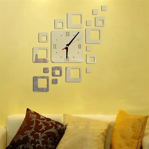 Reloj de combinación cuadrada 3D para decorar una sala de estar moderna y luminosa 7