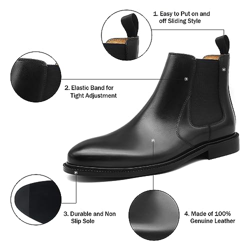 RITIZEN Men's Chelsea Boots Genuine Leather Dress Boots Slip on for Men3