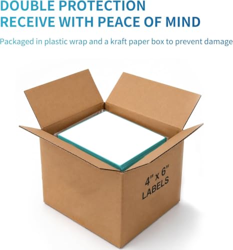Image of 9527 Product Fanfold 4 x 6 Direct Thermal Labels with Blue Background Paper Perforated Shipping Labels for Thermal Printers, 100 Label per Stack, 1 Stack