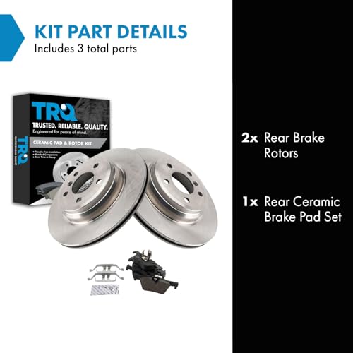 Image of TRQ Rear Brake Pad and Rotor Set Ceramic Vented Rotors | For 2015-2016 BMW 328i 328ix 428i 428ix 2016-2020 430i Gran Coupe 430ix