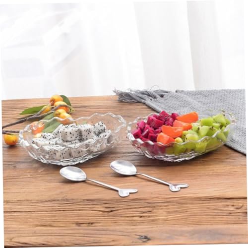 LOPUNER 2個 ハート型浮彫りガラス皿 多機能サービングプレート 小物入れやデザート 果物盛り付けに 贈り物にも適した透明で繊細なデザイン