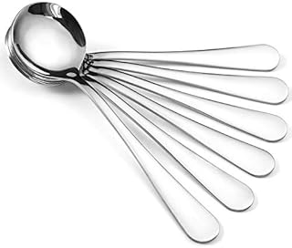Hiware 12-Piece Soup Spoons, Round Stainless Steel Bouillon Spoons