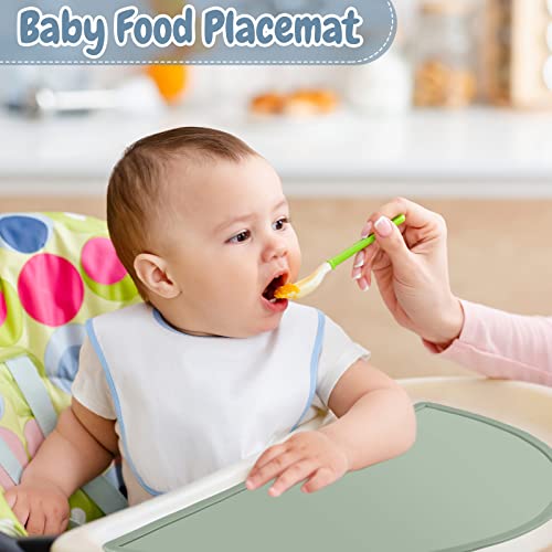 4 Packs Silicone Placemats For Baby Non Slip Placemats For Kids Toddlers Food Mats Eating Table Mat Portable Toddlers Placemats For Dining Table 9 X 17 Inch (Gray Blue, Army Green, Orange, Gray) #TOP2