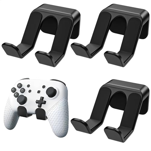 xiruiubao Controller Wandhalterung, 3 Stück Game Controller Halterung, Selbstklebende Controllers Halter Wand für PS4/PS5/Xbox/Switch, Gaming Zubehör für Gamepad und Kopfhörer (Schwarz)