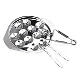 1 Set of Escargot Dish Stainless Steel Snail Escargot Plate 12 Holes with Escargot tong and Escargot fork for Kitchen Restaurant