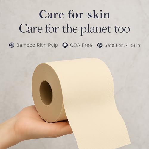Image of Claret Bamboo 3-Ply Toilet Roll (10 x 10 cm) | 200 Pulls Eco-Friendly | 4 Toilet Rolls in 1 Pack | OBA Free | Natural Bamboo Pulp (Pack Of 3 (12 Rolls))
