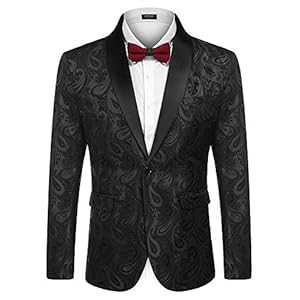 COOFANDY Heren Smoking Jas Pak Moderne Luxe Stijlvolle Colbert Blazer Met Bloemmotief Paisley Voor Diner Bruiloft Feest…