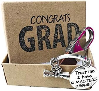 'Trust me I have a Masters Degree' Graduation Key Chain with Gift Packaging Masters Degree Gift for Him or Her