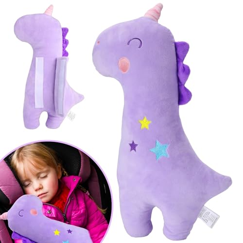 Image of Seat Belt Cover Pillow for Kids, Car Seatbelt Cushion Shoulder Neck Support Protector Pad, Soft Stuffed Plush Travel Vehicle Safety Belts Strap Pillow for Boys and Girls Headrest (Unicorn)