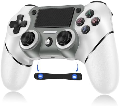 Sombbry Wireless Controller for PS4, White ps4 controller with Dual Vibration/ 6-Axis Motion Sensor/Audio Jack/Touch Pad/Share Button, p-4 Accessories Perfect Adaptive Full Version 4/4 Pro White : Video Games