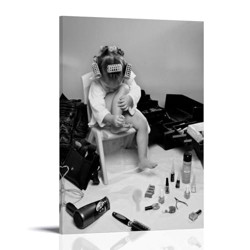 Retro Girl Hair Salon Poster, Black And White Nail Art