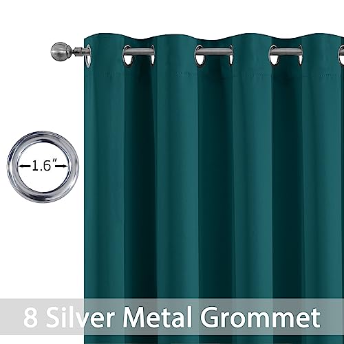 Yakamok Blackout Curtains for Bedroom 2 Panels Set 84 Inch Length Thermal Insulated Room Darkening Dark Black Out Drapery Grommet Window Treatments Drapes for Living Room,52x84, Dark Teal