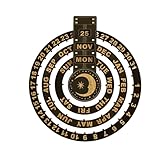 Wooden Rotating Perpetual Calendar - Wooden Wall Calendar - Moon Phase Wall Calendar - No Batteries Required - Adjustable Day/Month/Week Display - Can be used as a wall/living room/or studio option