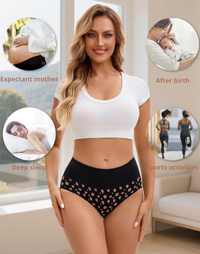 Image of Innersy Women's 5 Pack High Waist Tummy Control Solid Color Cotton Briefs Panties