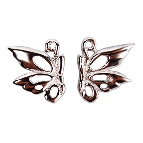 Keyzone Enchanting Hot 1pair Womens Sterling Silver Butterfly Wing Earrings Fascinating