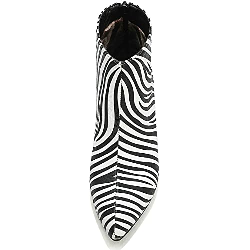 Trendenzy Womens Pointed Toe Kitten Heel Ankle Boots with Back Zipper4