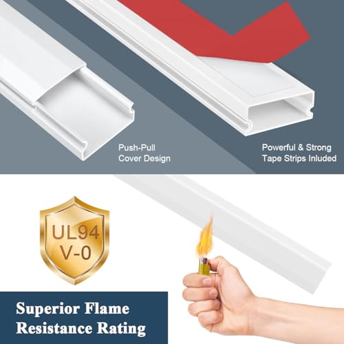 Image of Serplex 3Pcs Cord Hider 15.7 inches Connectable Cable Hider, One-Cord Cord Covers for Wall, Sliding Cable Cover Raceway, Wire Hiders for Tv on Wall, Wire Covers for Cords, White