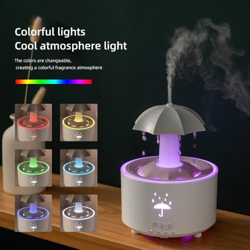 Diffusore di oli essenziali, umidificatore rotante a ombrello da 300 ml, con telecomando, 7 colori, impostazioni timer, spegnimento automatico