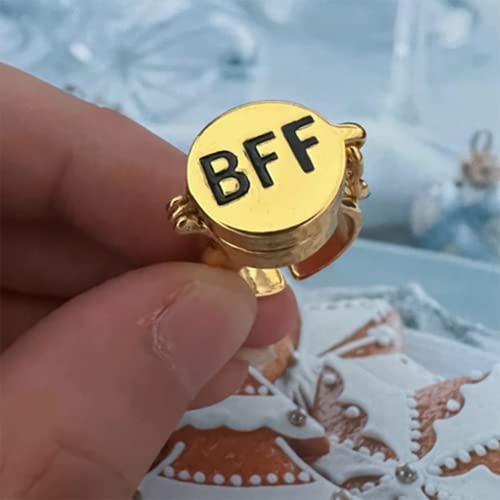 BFF Rings for 2 Best Friends Gold Cartoon Anime Aesthetic Ring Cute Rings Matching Couple Ring Adjustable Aesthetic Jewelry for Women4
