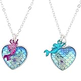 Lux Accessories Fish Scale Rainbow Mermaid BFF Best Friends Necklace Set (2pc)