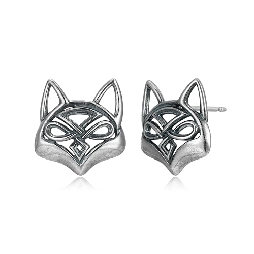 MORGAN & PAIGE .925 Sterling Silver Oxidized Celtic Knot Fox Stud Earrings for Women - Hypoallergenic Sterling SIlver Earrings for Women, Comfortable and Secure, Celtic Jewelry GIfts for Her