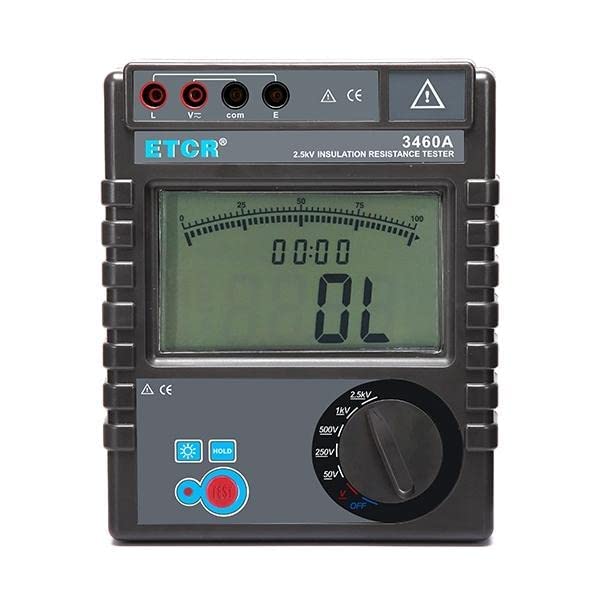 Insulation Resistance Meter Tester Insulation Resistance Test Instrument Digital AC/DC Voltmeter with Range 0.1MΩ to 400GΩ Max. Rated Voltage 5000V
