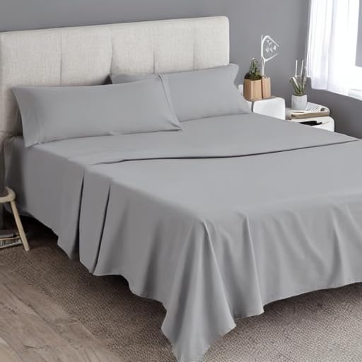 Flat Bedsheet Premium 1000 TC 100% Egyptian Cotton Flat Bedsheet for Twin Size Bed | 1 Bedsheets with 2 Pillow Covers | Bed Sheet | Chadar Bed | Chadar - Twin Bed_Light Grey Solid with 1000 TC (B0CNPXZ4Z7) Amazon Price History, Amazon Price Tracker