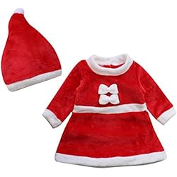 Le SSara Bebé Invierno Navidad Cosplay Vestido Traje recién Traje Sombrero 2pcs (Rojo,18-24 Meses)