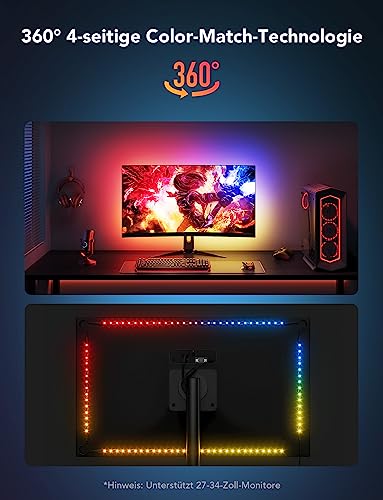 Govee G1 Gaming-Monitor-Licht, Smart RGBIC Wi-Fi LED-Hintergrundbeleuchtung – Ansicht 4