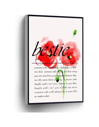 Regalo para bestie con significado: cuadro minimalista de amapola en lienzo con marco