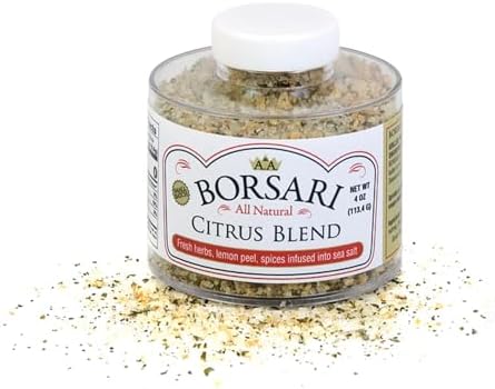 Borsari Citrus Salt Seasoning - Gourmet Seasoned Salt with Lemon, Pepper, and Herbs - Premium Citrus Seasoning Salt - All Natural Meat and Fish Seasoning Blend (Citrus 4oz, Pack of 1)