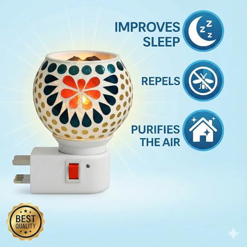Image of COHAL Ceramic Electric Kapoor Dani with Night Lamp | Camphor Burner Diffuser | Kapur Dani for Pooja | Aroma Dhoop Dani for Home, Office, Temple Gift | Aroma Incense Burner, (Multicolour)