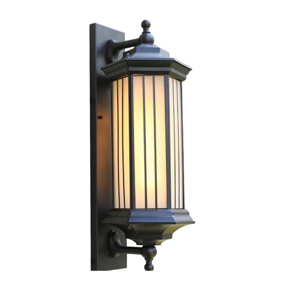 OZBMA Outside Wall Sconce Chinese Style Aluminum Light Fixtures White Glass Lamp for House Patio Porch Garage Garden