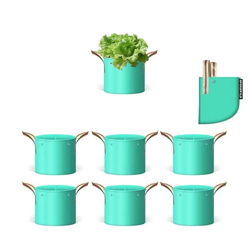 SPONDWILD 7 Pcs 1 Gallon Grow Bag PE Garden pots Plant Grow Bag with Branch-Binding Holes and Drain holefor for Vegetables Strawberries Flowers