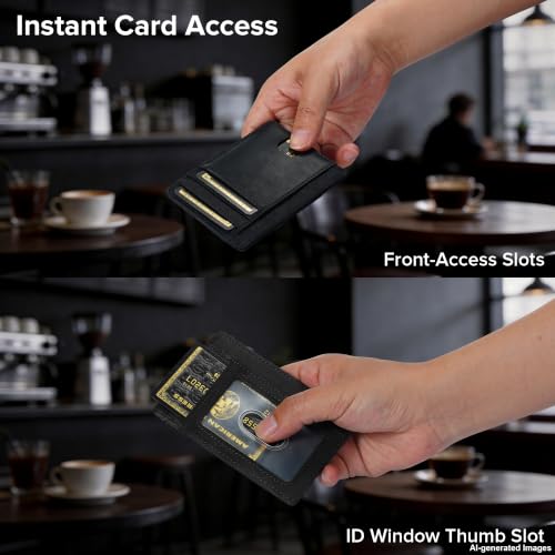 Image of furid Slim Genuine Leather Wallet: Minimalist RFID Small Card Wallet for Men with ID Window - Front Pocket Comfortable Fit - 0.11-inch Ultra Thin Credit Card Holder for Men's Gift