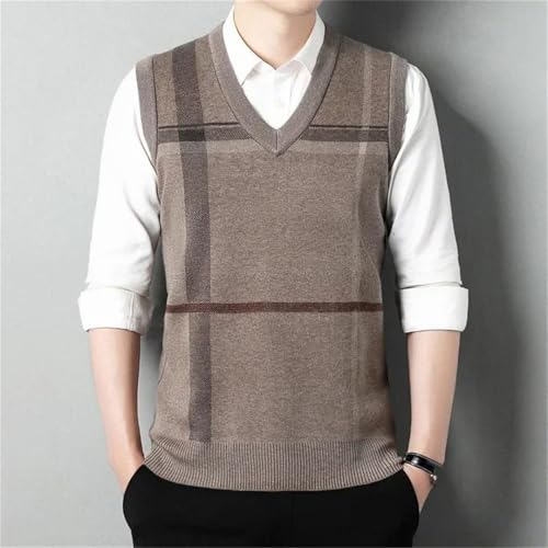 Men's Striped Knitted Sweater Vest Casual Warm V-Neck Business Casual Waistcoat Top2