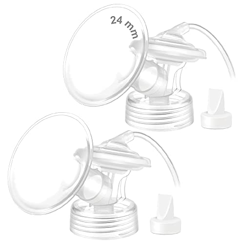 Image of Maymom Pump Parts Compatible with Lansinoh Breastpump,Flange, Wide-Mouth Connector,Valve, Tubing and Backflow Protector, Not Original Lansinoh Pump Parts (Flange 24mm Classic)