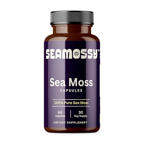 Seamossy™ Sea Moss Supplement, 100% Pure Organic Sea Moss, Skin Health, Immune, Digestive, & Gut Support, Superfood, 300mg Powder Capsules, 60 ct.