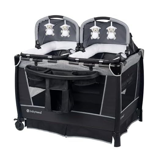 Baby Trend Retreat Nursery Center with Two Removable Rock A Bye Bassinets, Changing Table, Organizer, and Music Center with Nightlight, Quarry