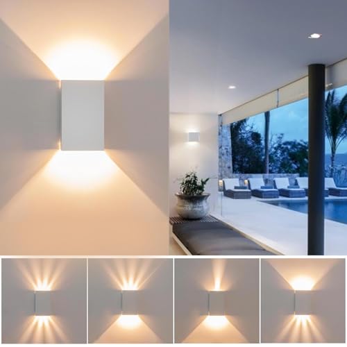 Applique led da esterno, Impermeabile IP65, Lampada parete 10w, doppia luce biemissione, Temperatura Naturale 4000K,1040 Lumen, Ideale Illuminare Ingresso, Facciate, Comodini, Corridoio, Negozio