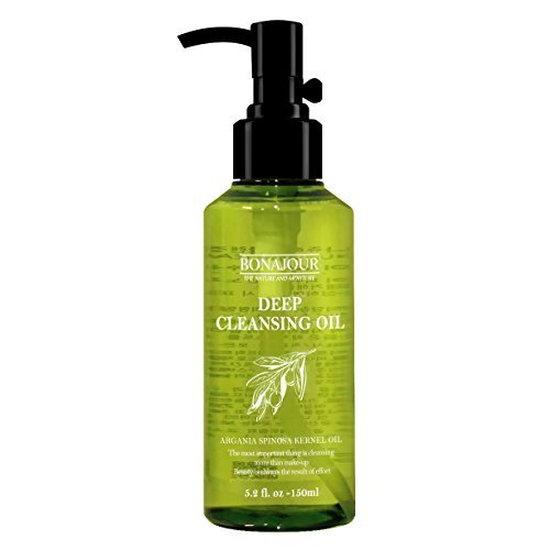 [BONAJOUR] Vegan beauty Deep Pores Gentle Natural Cleansing Oil - Vegetable Oil Based Best Multi Makeup Remover For Sensitive Oily Dry Combination Skin 5.2 Fl.oz