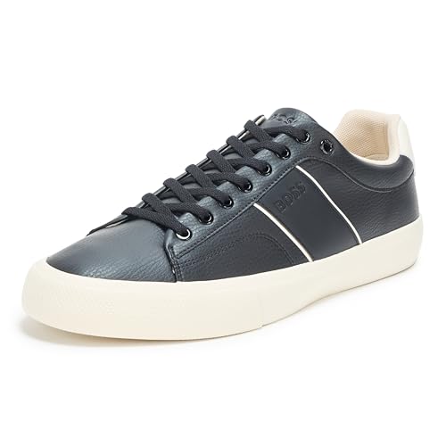 Image of BOSS Men's Aiden Logo Block Leather Low Top Sneakers